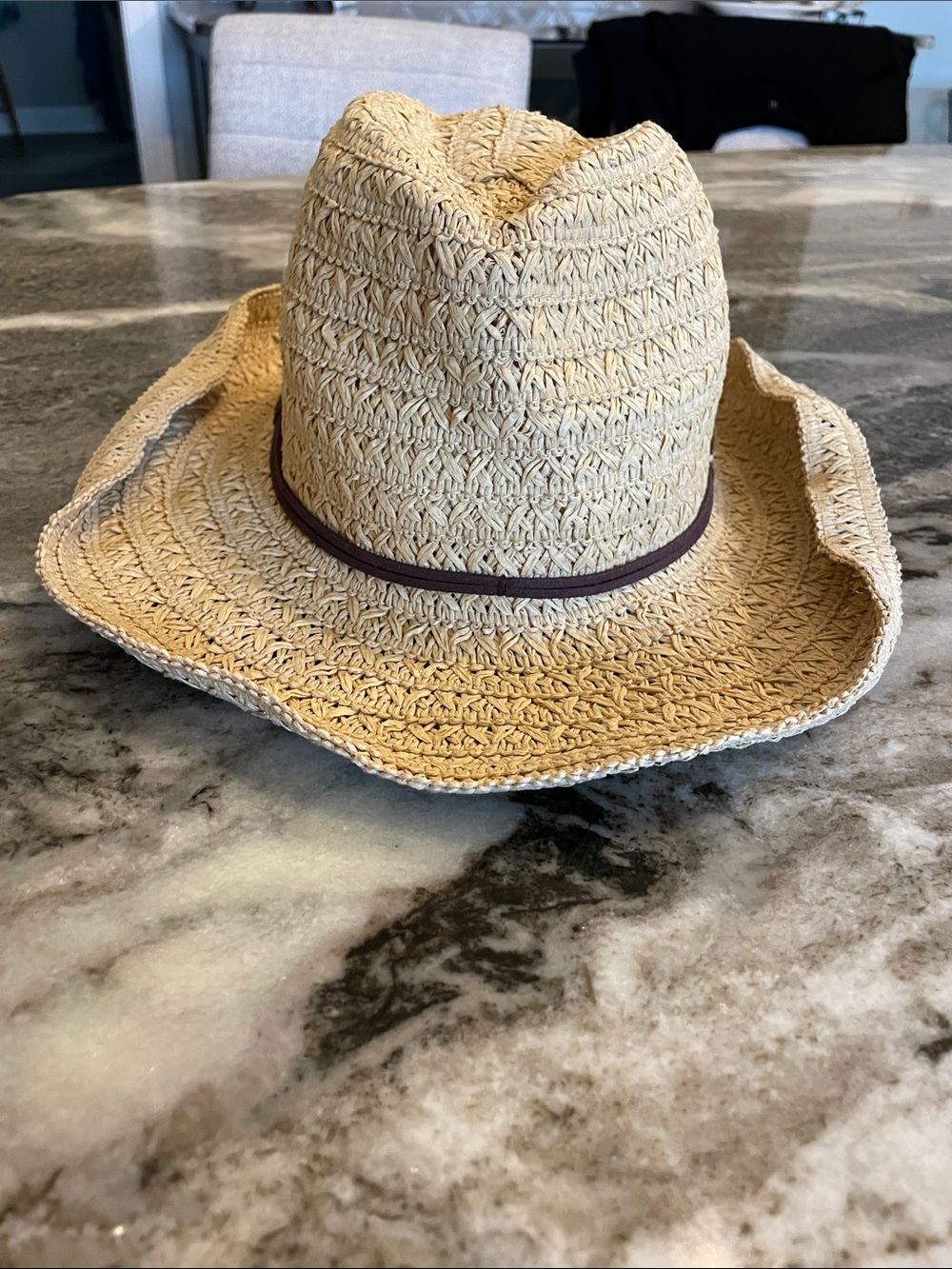 Roxy Natural Straw Sun Hat with Brown Band - Picture 2 of 4